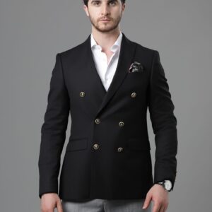 Blazer Croisé Uni Slim - Noir