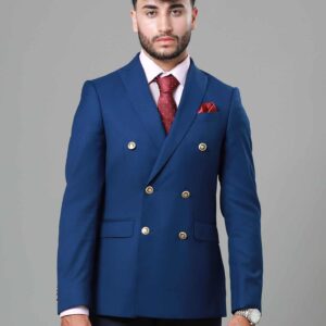 Blazer Croisé Uni Slim - Bleu Royale