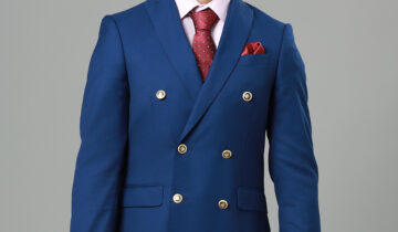 Blazer Croisé Uni Slim – Bleu Royale