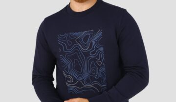 Sweatshirt Col Rond Imprimé – Bleu Marine