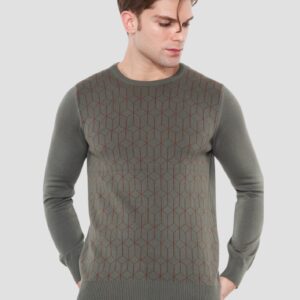 Pull Col Rond Fantaisie - Khaki