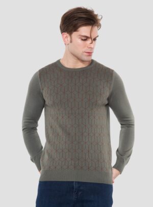 Pull Col Rond Fantaisie - Khaki