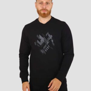 Sweatshirt Col Rond Imprimé - Noir