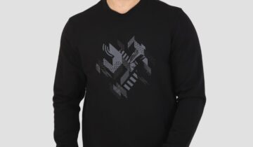 Sweatshirt Col Rond Imprimé – Noir