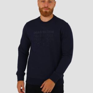 Sweatshirt Col Rond Imprimé - Bleu marine