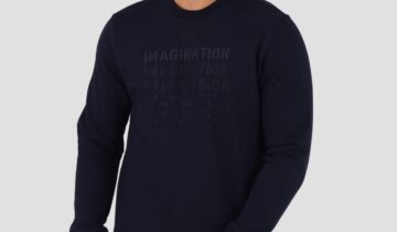 Sweatshirt Col Rond Imprimé – Bleu marine