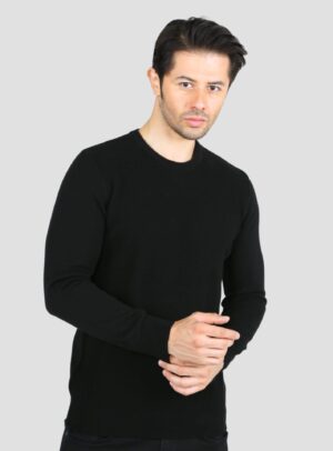 Pull Col Rond Fantaisie - Noir