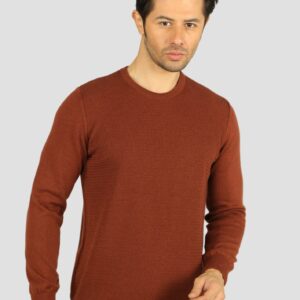 Pull Col Rond Fantaisie - Brique