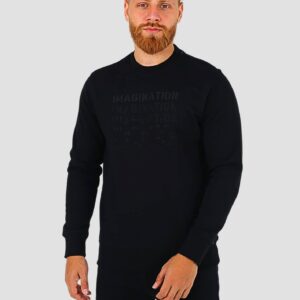 Sweatshirt Col Rond Imprimé - Noir