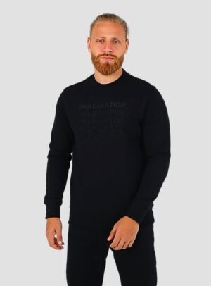 Sweatshirt Col Rond Imprimé - Noir