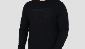 Sweatshirt Col Rond Imprimé – Noir
