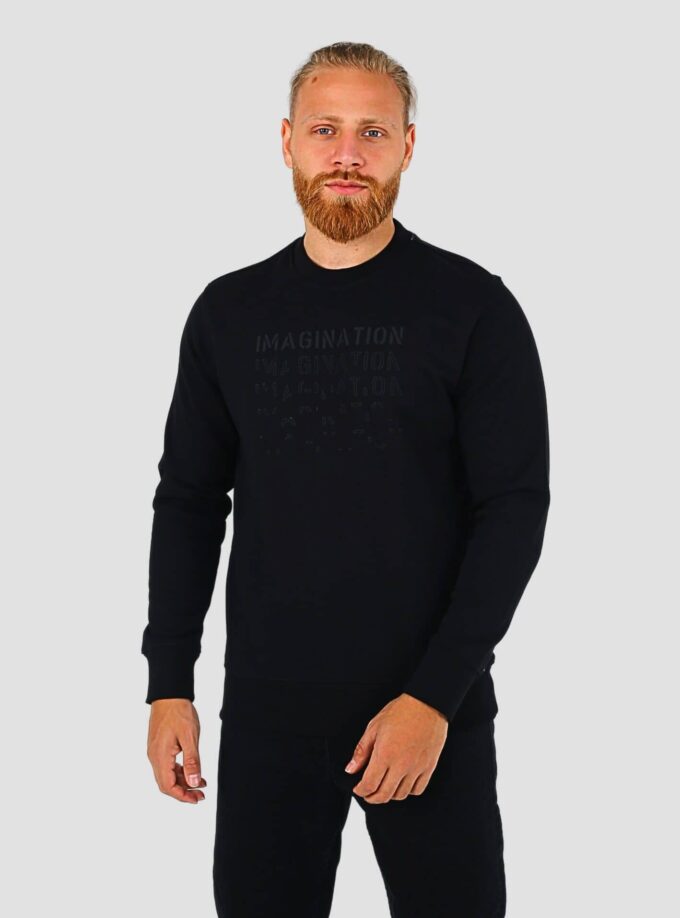 Sweatshirt Col Rond Imprimé - Noir