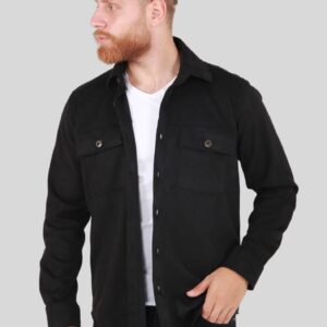 Surchemise Stretch Aspect Daim - Noir
