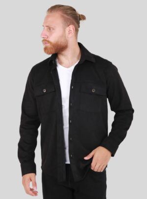 Surchemise Stretch Aspect Daim - Noir