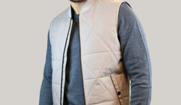 Gilet Matelassé Animé De Surpiqûres Losange – Beige