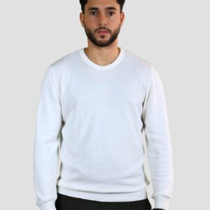 Pull Col Rond Uni - Blanc