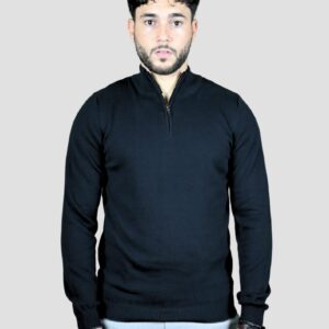 Pull Col Demi Zippé Uni - Noir