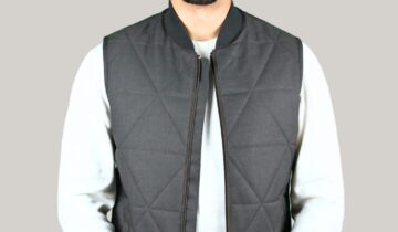 Gilet Matelassé Animé De Surpiqûres Losange – Khaki