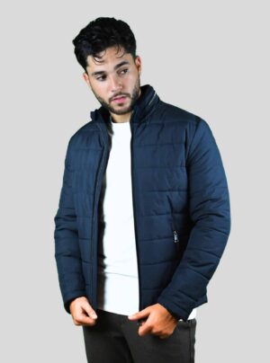 Blouson Matelassée Col Biker - Bleu Marine