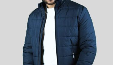 Blouson Matelassée Col Biker – Bleu Marine