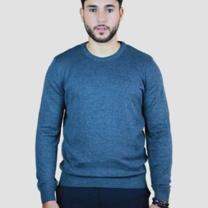 Pull Col Rond Uni - Indigo