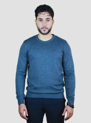 Pull Col Rond Uni - Indigo