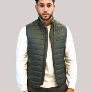 Gilet Matelassé Animé De Surpiqûres horizontale - Khaki