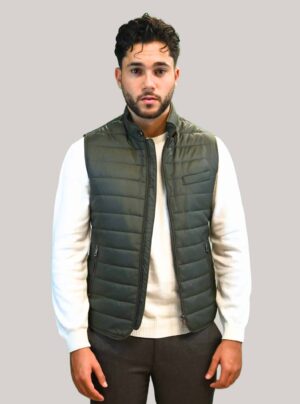 Gilet Matelassé Animé De Surpiqûres horizontale - Khaki