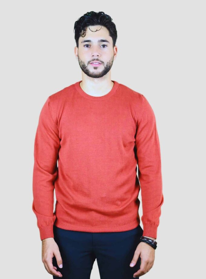 Pull Col Rond Uni - Orange