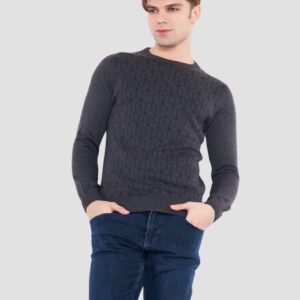 Pull Col Rond Fantaisie - Gris
