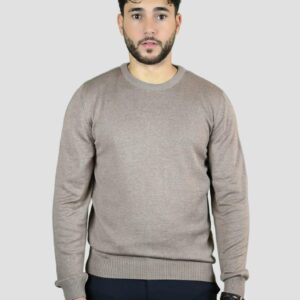Pull Col Rond Uni - Beige