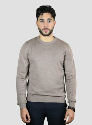 Pull Col Rond Uni - Beige