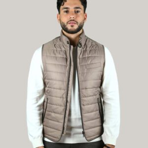 Gilet Matelassé Animé De Surpiqûres horizontale - Beige