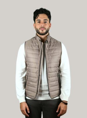 Gilet Matelassé Animé De Surpiqûres horizontale - Beige