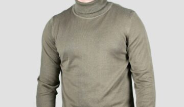 Pull Col Roulé Uni – Kaki