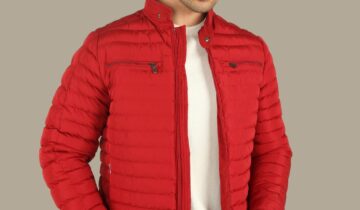 Blouson Matelassée Col Biker – Rouge