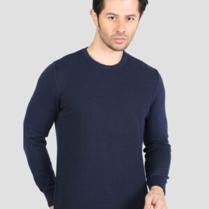 Pull Col Rond Fantaisie - Bleu Marine