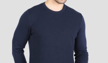Pull Col Rond Fantaisie – Bleu Marine
