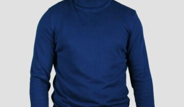 Pull Col Roulé Uni – Bleu Marine