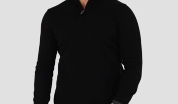 pull Col Cheminée Bord-Côte Tricolore – Noir
