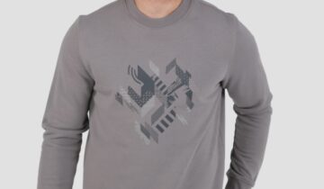 Sweatshirt Col Rond Imprimé – Gris