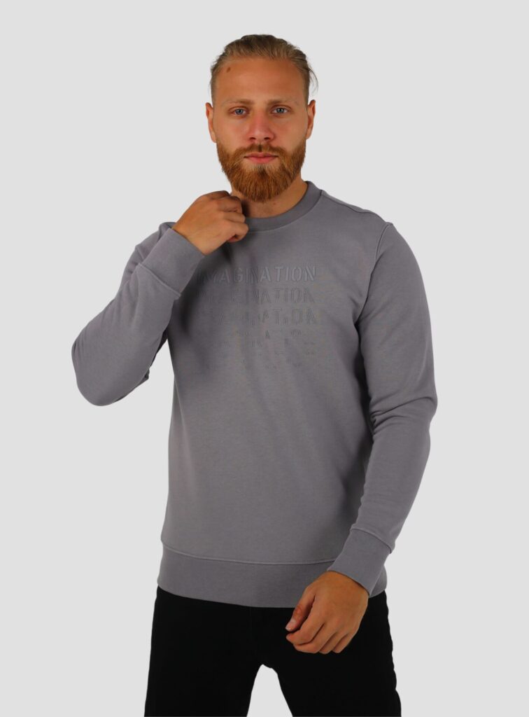 Sweatshirt Col Rond  Imprimé - Gris