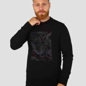 Sweatshirt Col Rond Imprimé - Noir