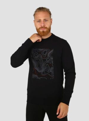 Sweatshirt Col Rond Imprimé - Noir