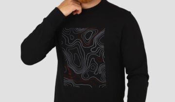 Sweatshirt Col Rond Imprimé – Noir