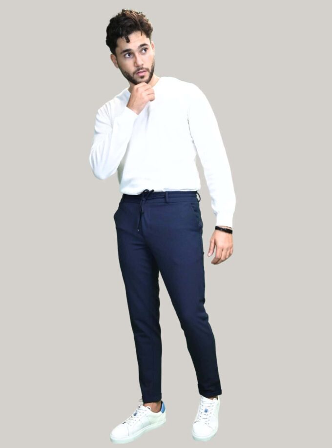 Pantalon Slim  Classique Sport Uni - Bleu Marine