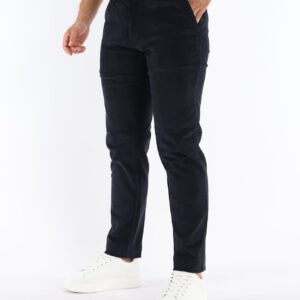 Pantalon Chino Slim En velours - Bleu Marine