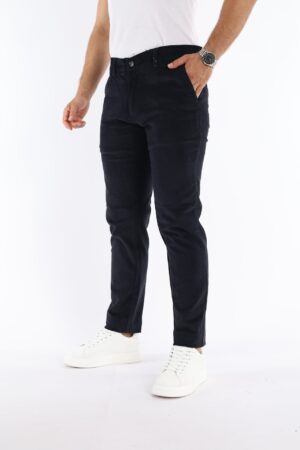 Pantalon Chino Slim En velours - Bleu Marine