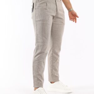 Pantalon Classique Sport Slim Pied De Poule - Beige