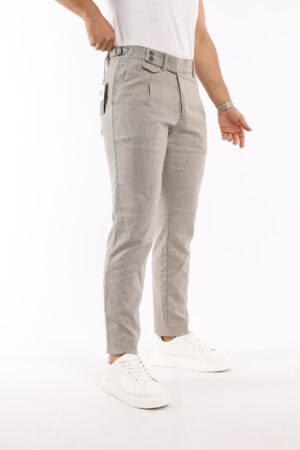 Pantalon Classique Sport Slim Pied De Poule - Beige